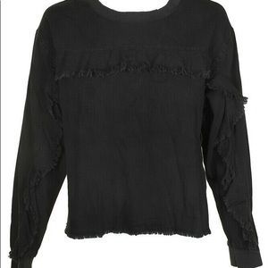 Tara by Vince Camuto Fringed Long Sleeve Top Sz S